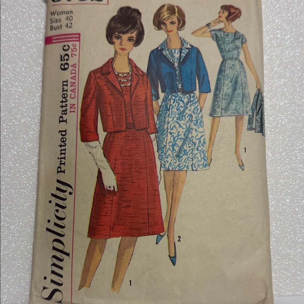 Simplicity 4792 Women's Dress size 40 42 inch bust 1964